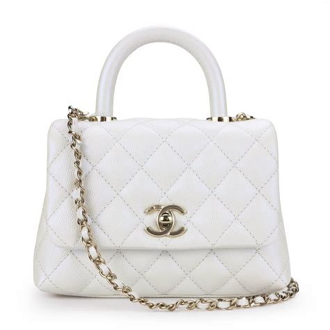 chanel coco kelley handle mini|white iridescent chanel coco handle.